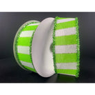 Shop For 1.5" Stripe Tinsel Edge Ribbon: Lime & White (10 Yards) at Michelle's aDOORable Creations