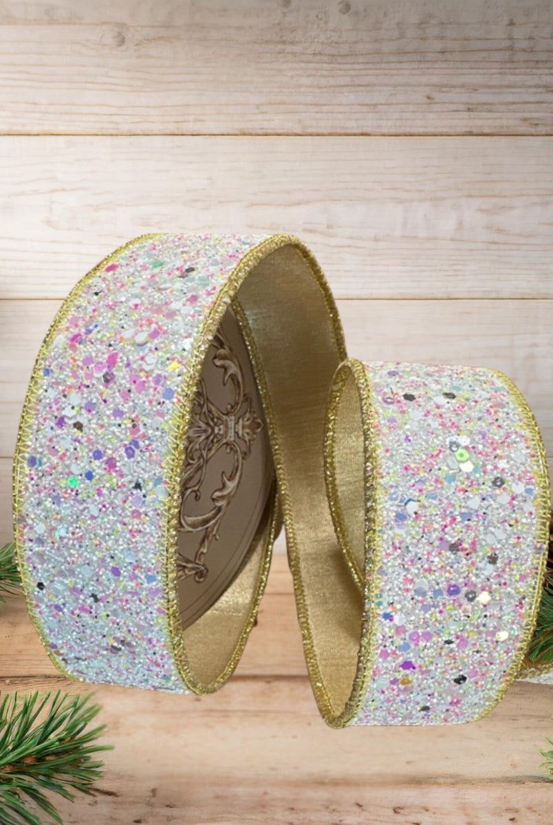 Shop For 1.5" Sugar Plum Glitter Ribbon: Icy Iridescent (10 Yards)