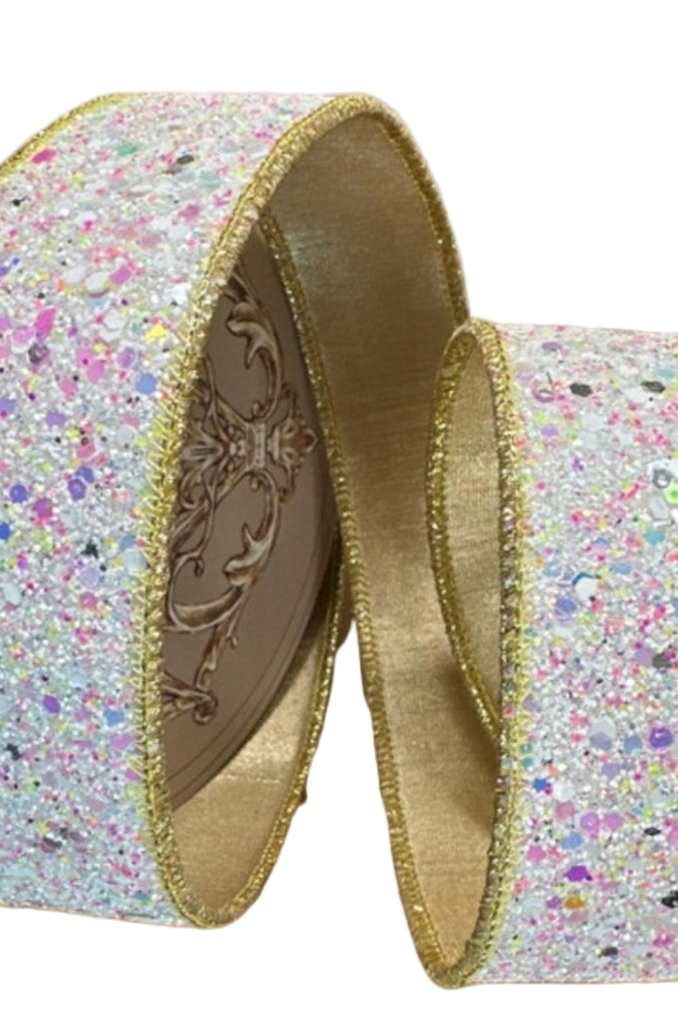 1.5" Sugar Plum Glitter Ribbon: Icy Iridescent (10 Yards)