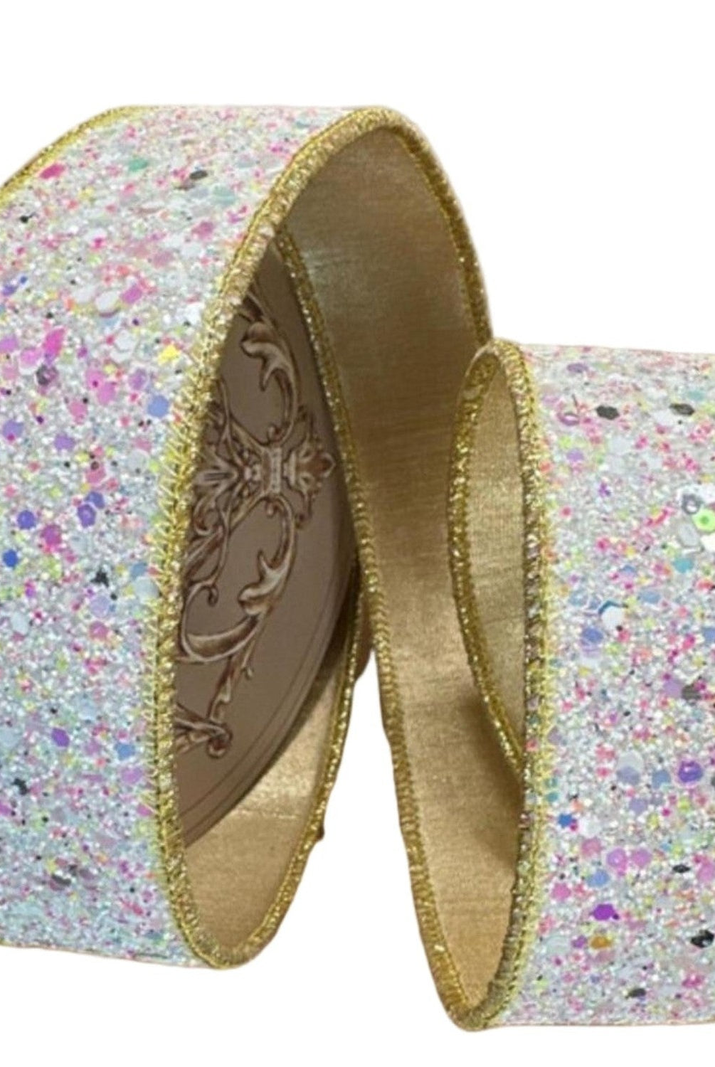 1.5" Sugar Plum Glitter Ribbon: Icy Iridescent (10 Yards)