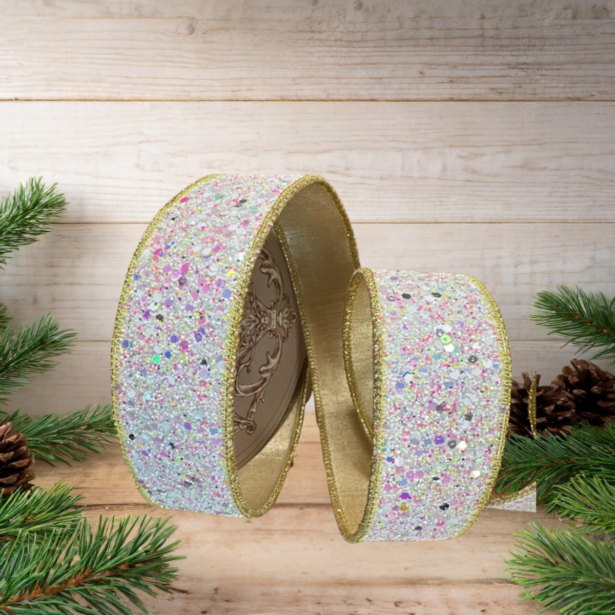 Shop For 1.5" Sugar Plum Glitter Ribbon: Icy Iridescent (10 Yards)