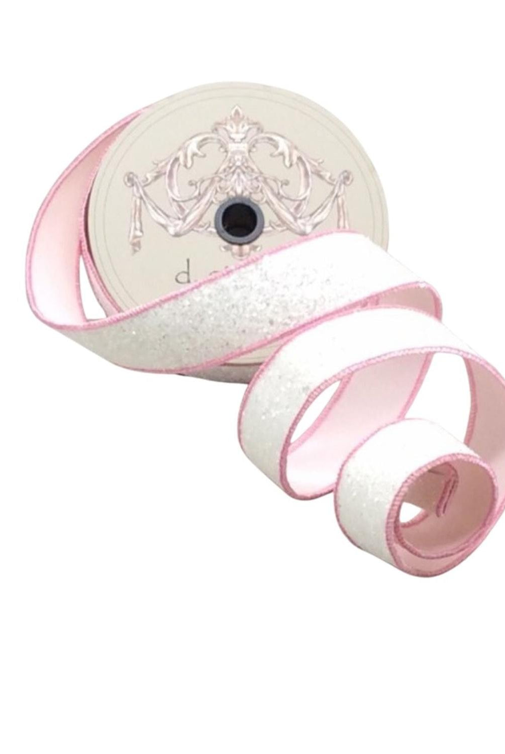 1.5" Sugar Plum Glitter Ribbon: Whispy White (10 Yards)