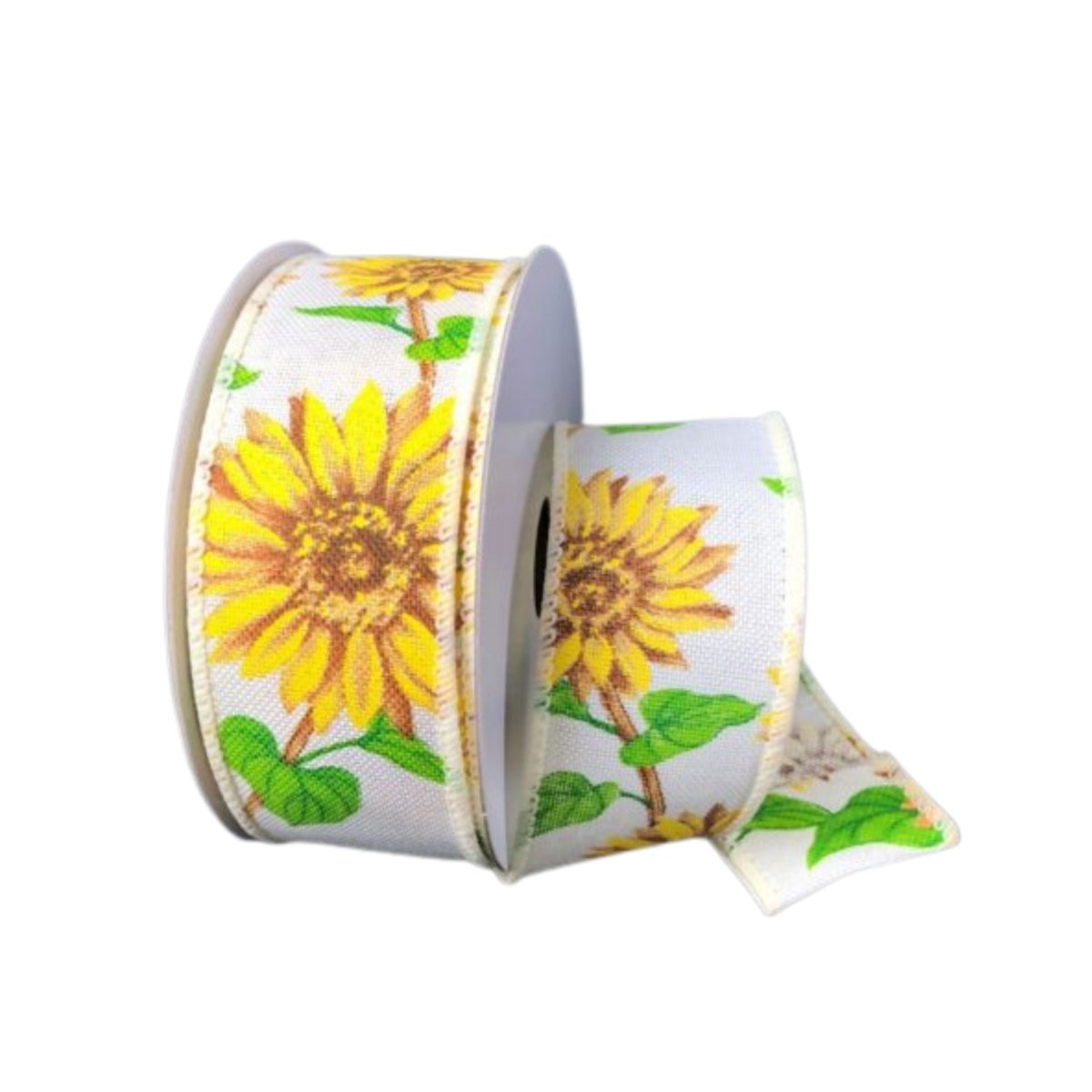 Shop For 1.5" Sunflowers Linen Ribbon: Ivory (10 Yards)