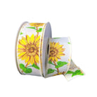 Shop For 1.5" Sunflowers Linen Ribbon: Ivory (10 Yards)