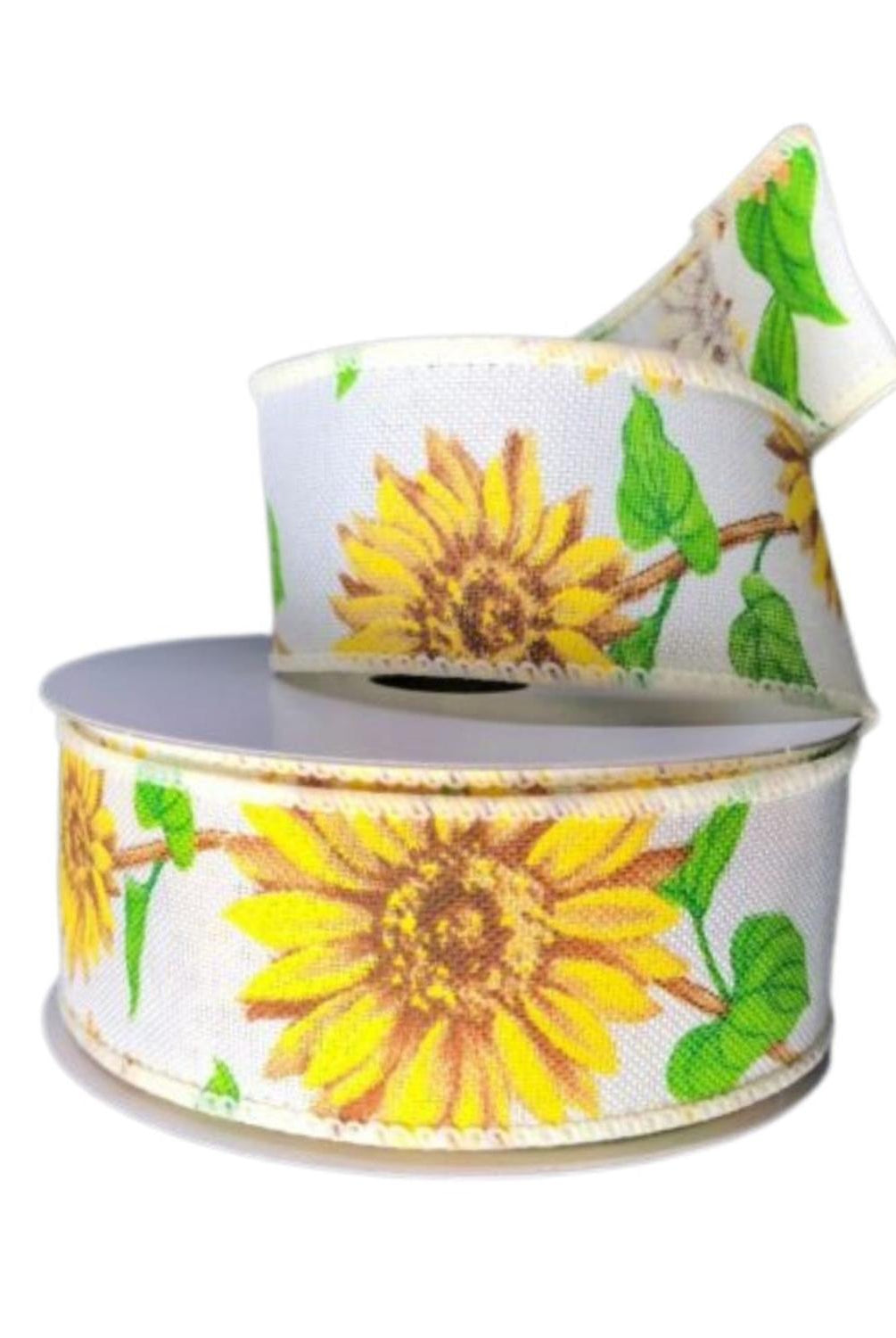 Shop For 1.5" Sunflowers Linen Ribbon: Ivory (10 Yards)