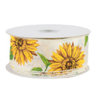 Shop For 1.5" Sunflowers Linen Ribbon: Ivory (10 Yards)