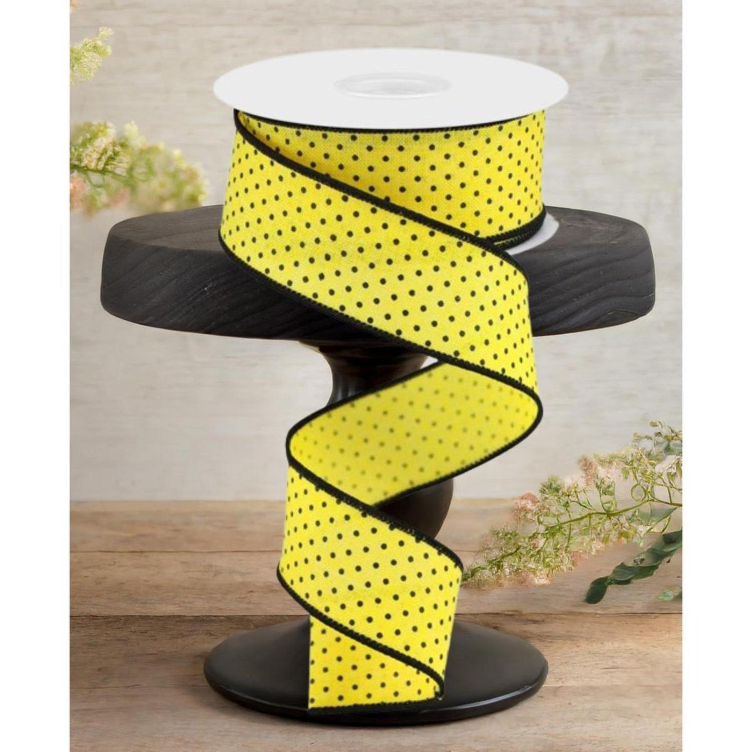 Shop For 1.5" Swiss Dots Ribbon: Sun Yellow & Black (10 Yards)