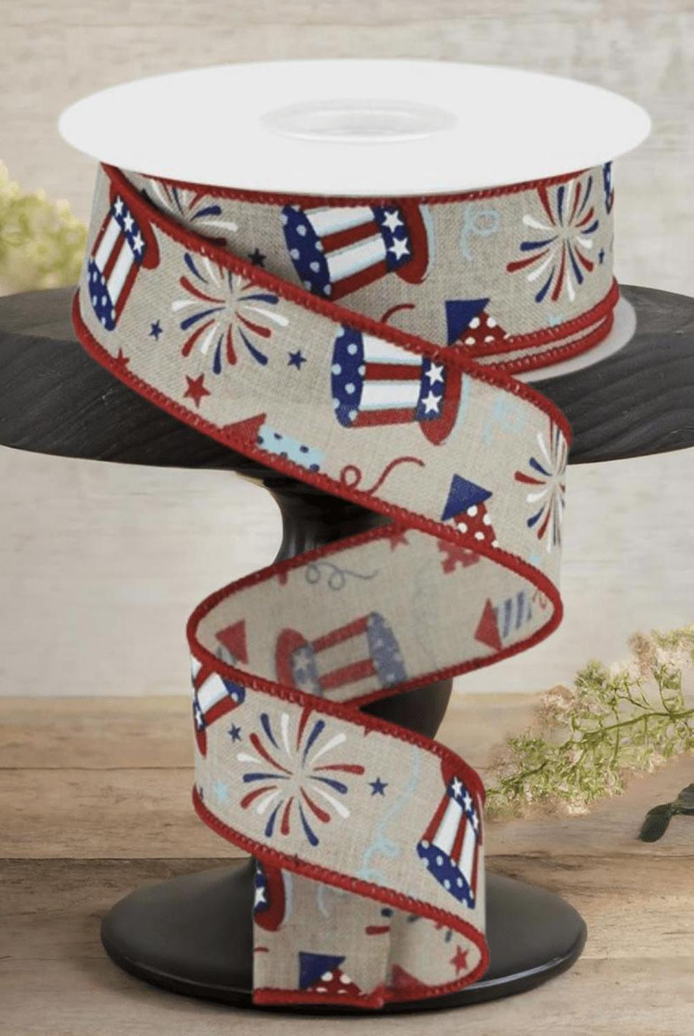 Shop For 1.5" Uncle Sam Fireworks Ribbon: Natural (10 Yards)