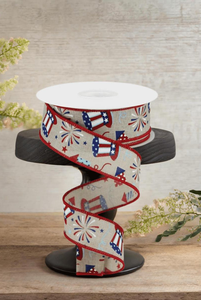 Shop For 1.5" Uncle Sam Fireworks Ribbon: Natural (10 Yards)