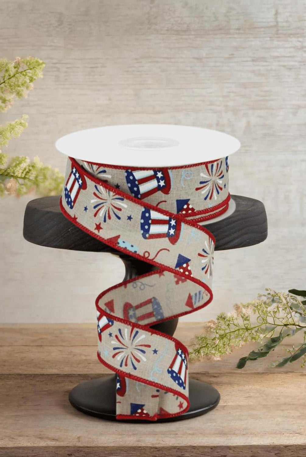 Shop For 1.5" Uncle Sam Fireworks Ribbon: Natural (10 Yards)