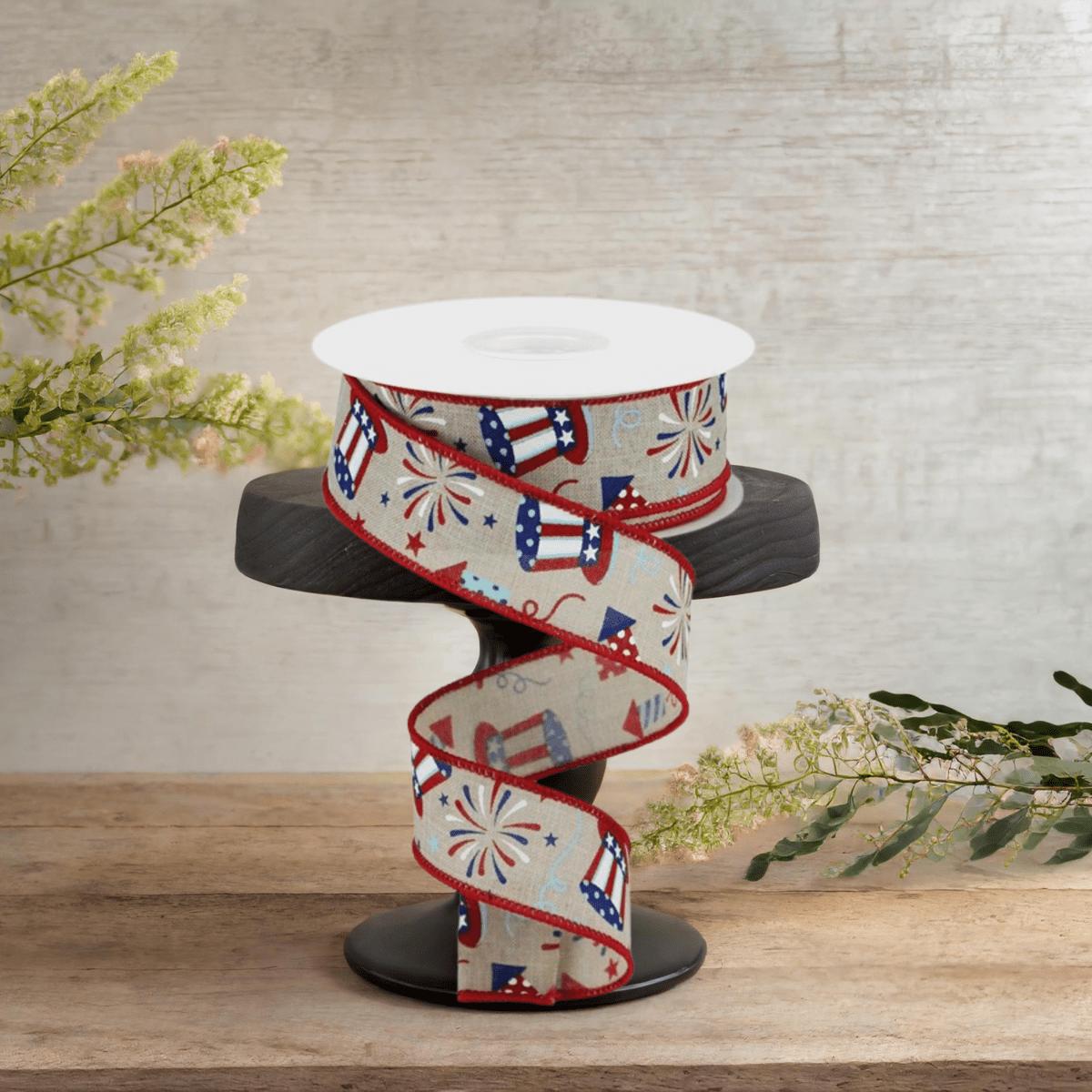Shop For 1.5" Uncle Sam Fireworks Ribbon: Natural (10 Yards)
