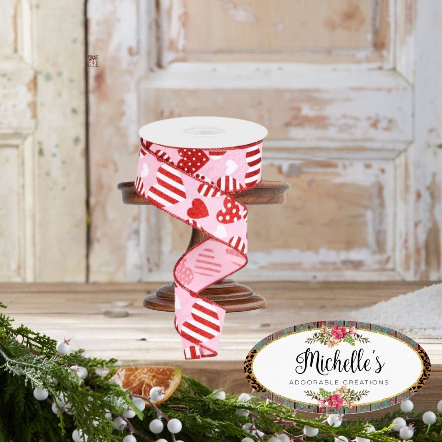 Shop For 1.5" Valentine Hearts on Royal Ribbon: Light Pink (10 Yard)