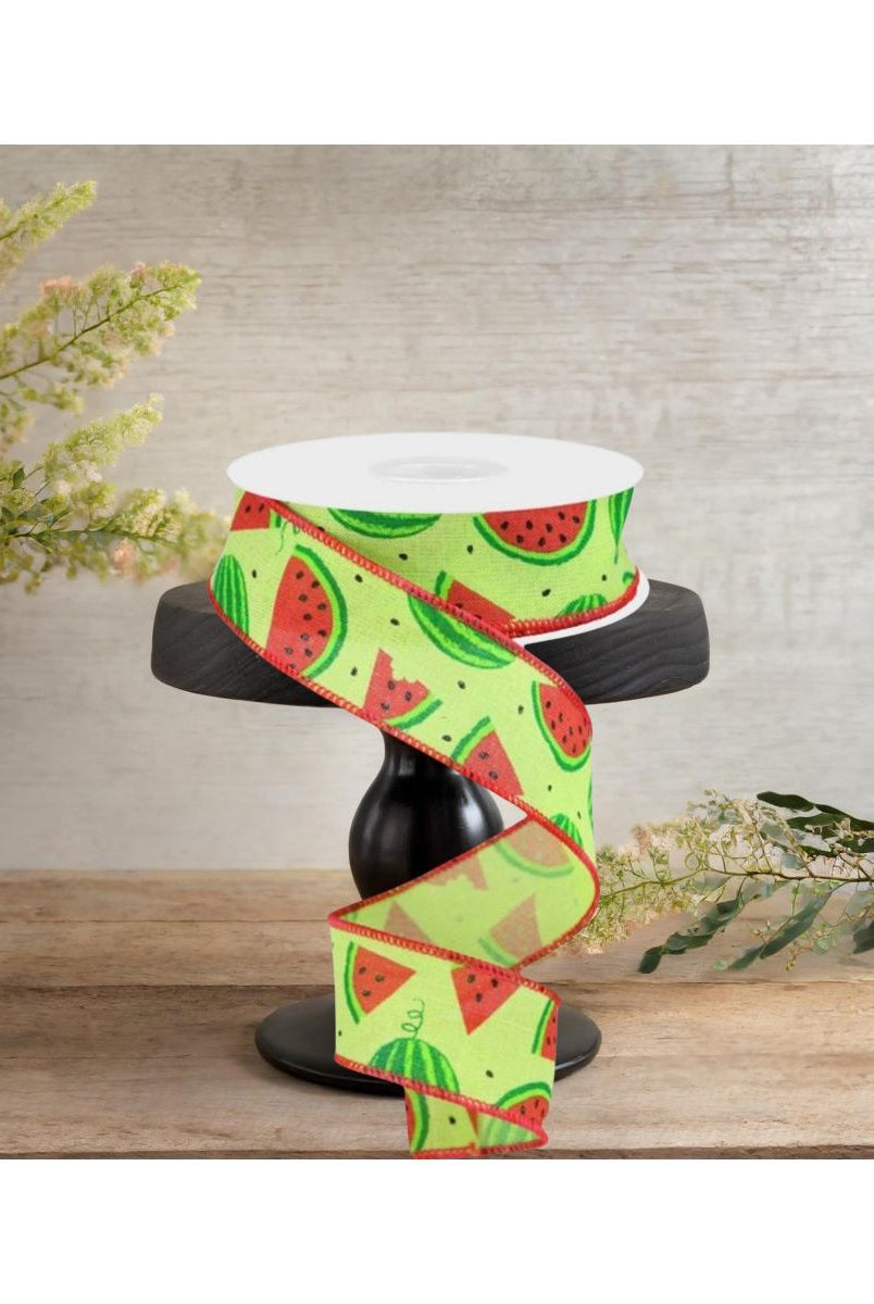Shop For 1.5" Watermelon Slices Canvas Ribbon: Bright Green (10 Yards) at Michelle's aDOORable Creations