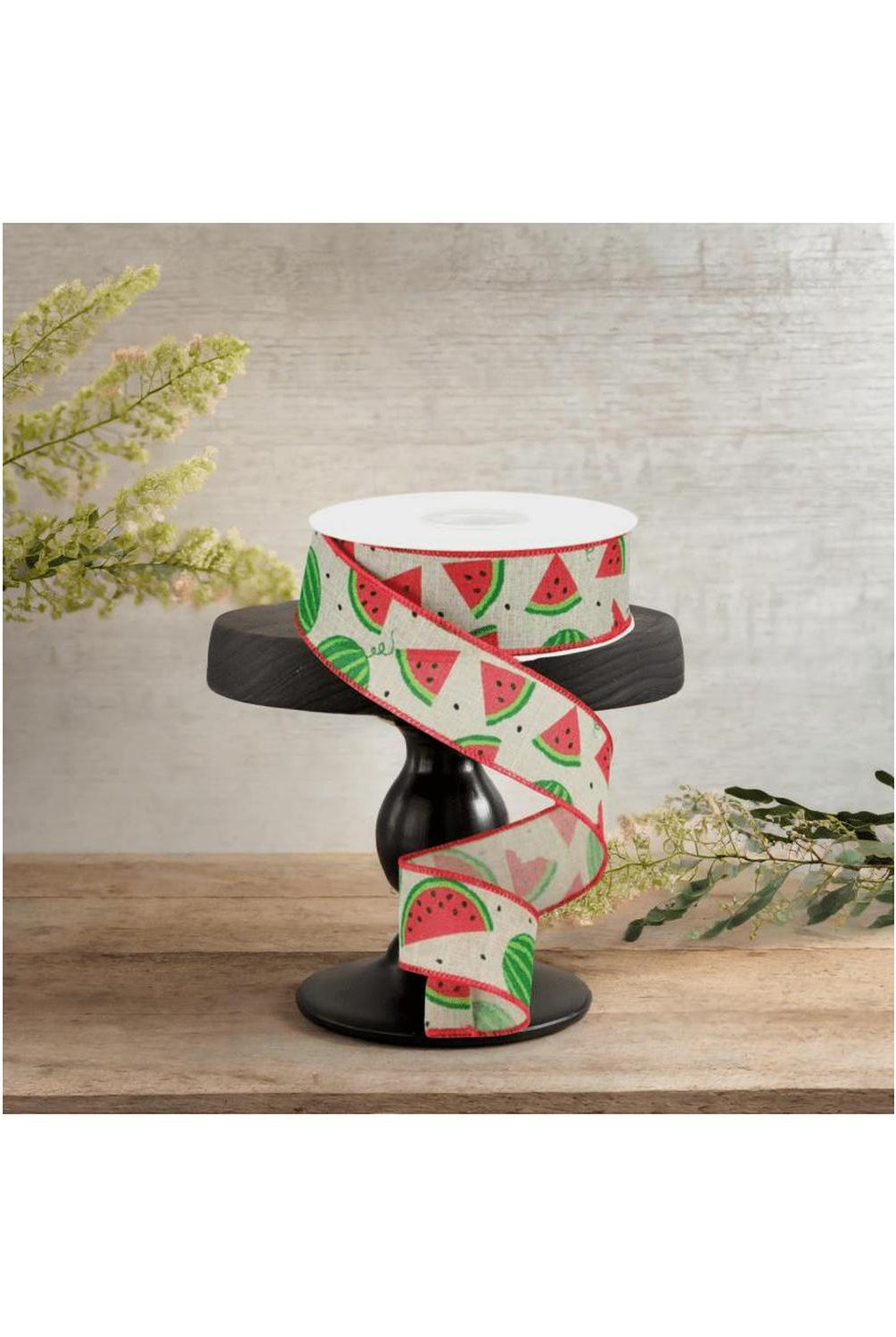 1.5" Watermelon Slices Canvas Ribbon: Natural (10 Yards)