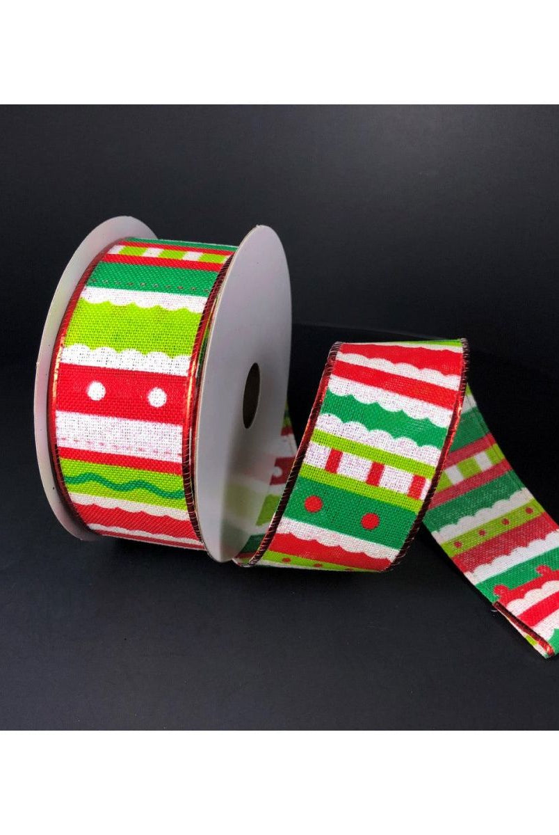 Shop For 1.5" Whimsy Stripe Ribbon: Lime, Red, White (10 Yards) at Michelle's aDOORable Creations