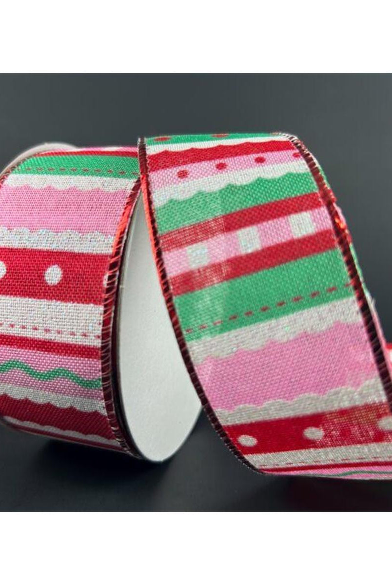 Shop For 1.5" Whimsy Stripe Ribbon: Red, Mint, Pink (10 Yards) at Michelle's aDOORable Creations
