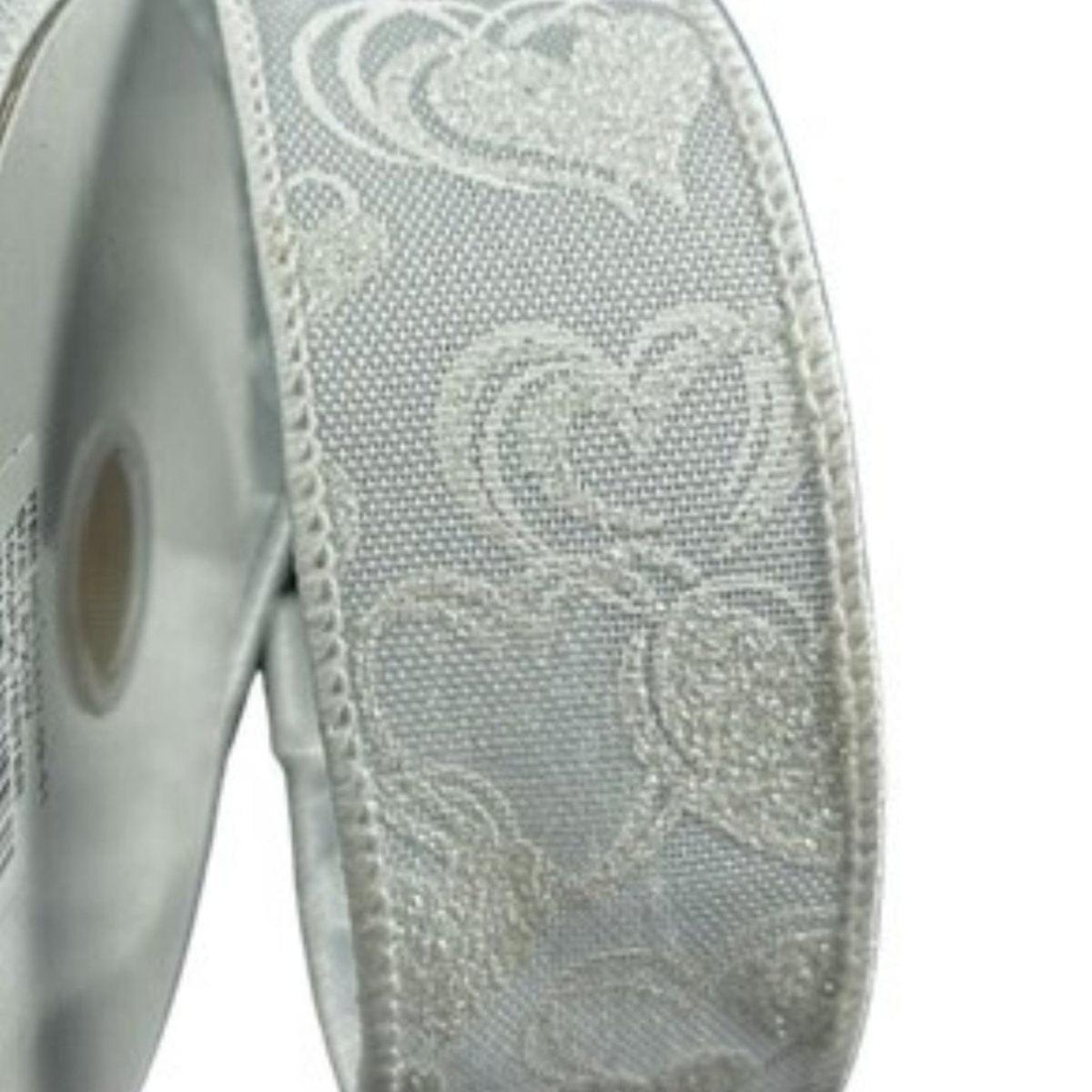 Shop For 1.5" White Glitter Lisa Hearts: White (10 Yards)