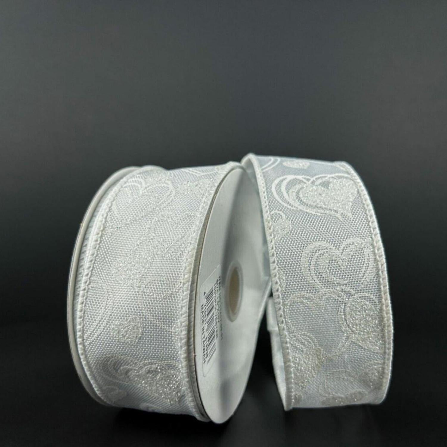 Shop For 1.5" White Glitter Lisa Hearts: White (10 Yards)