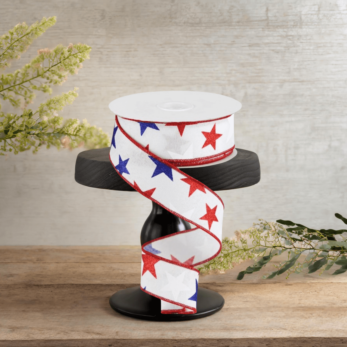 Shop For 1.5" White Royal Canvas Ribbon: Patriotic Stars (10 Yards)