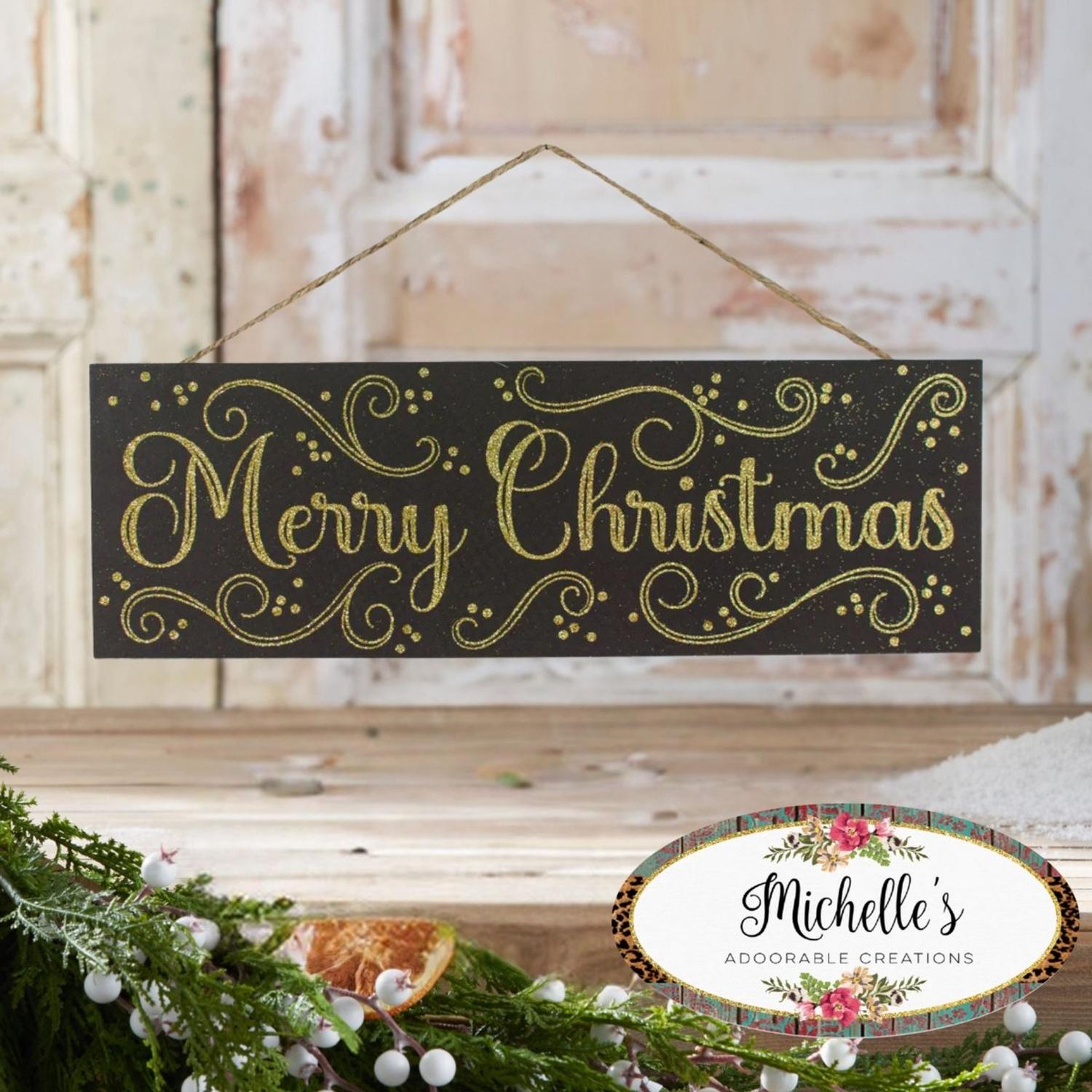 Shop For 15" Wooden Sign: Merry Christmas Black/Gold