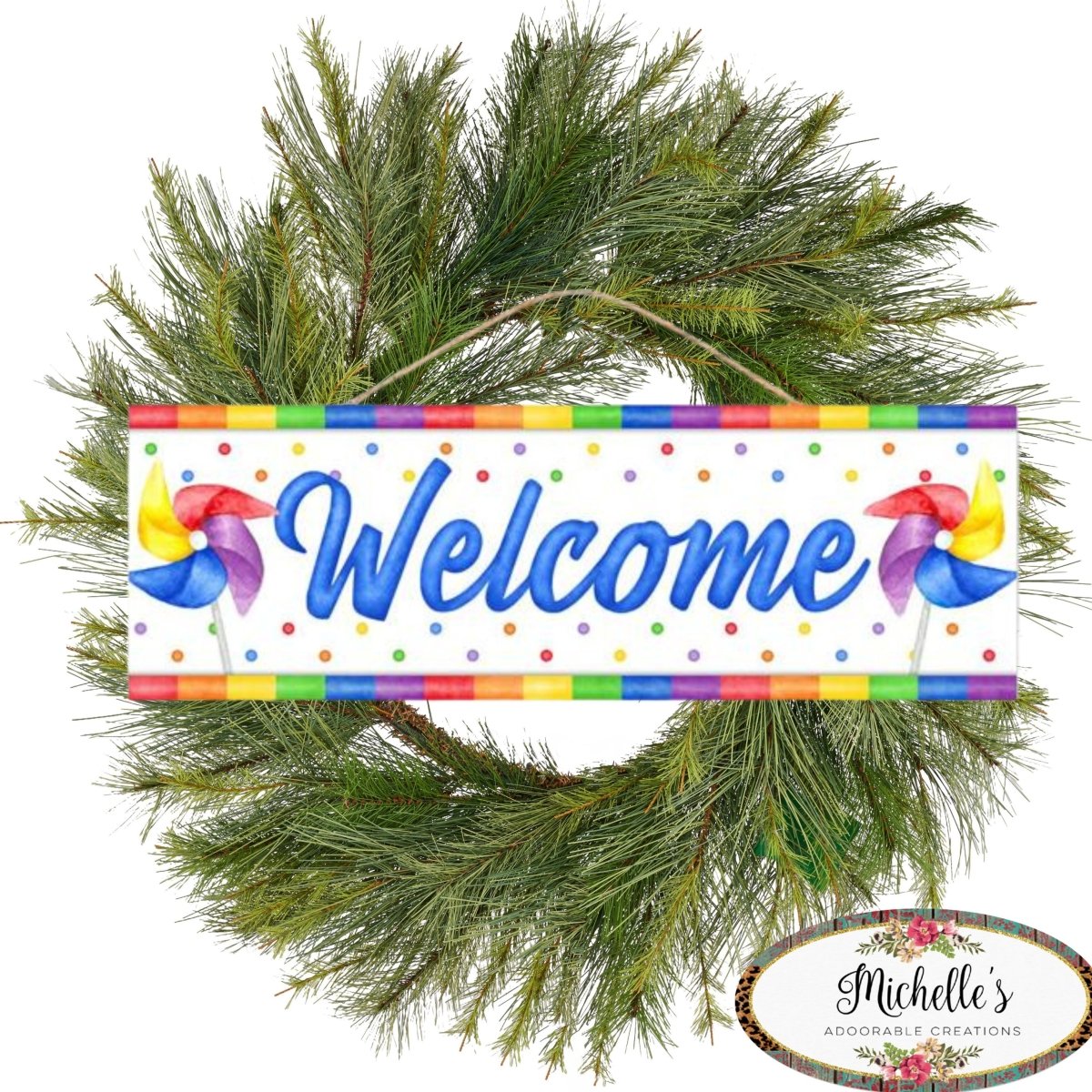 Shop For 15" Wooden Sign: Welcome Pinwheels