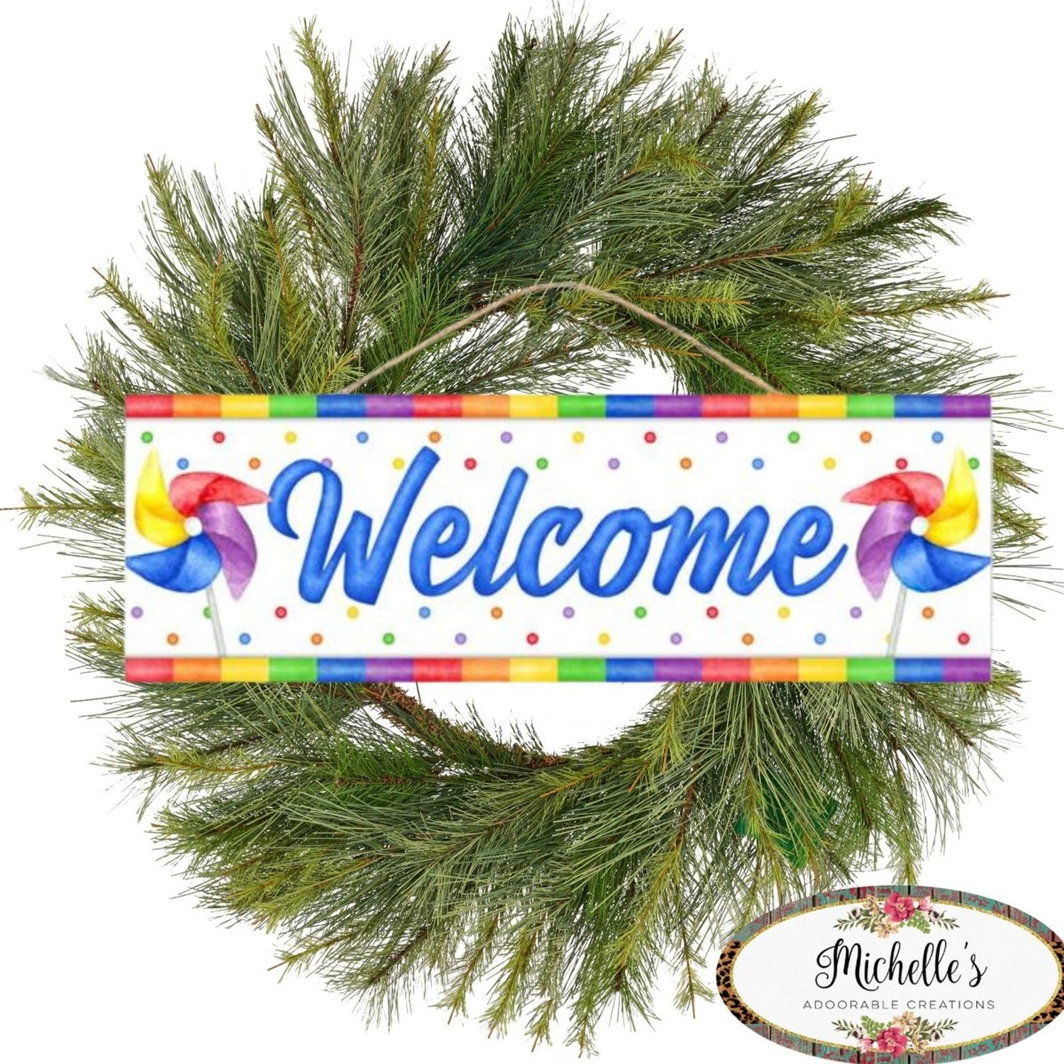Shop For 15" Wooden Sign: Welcome Pinwheels