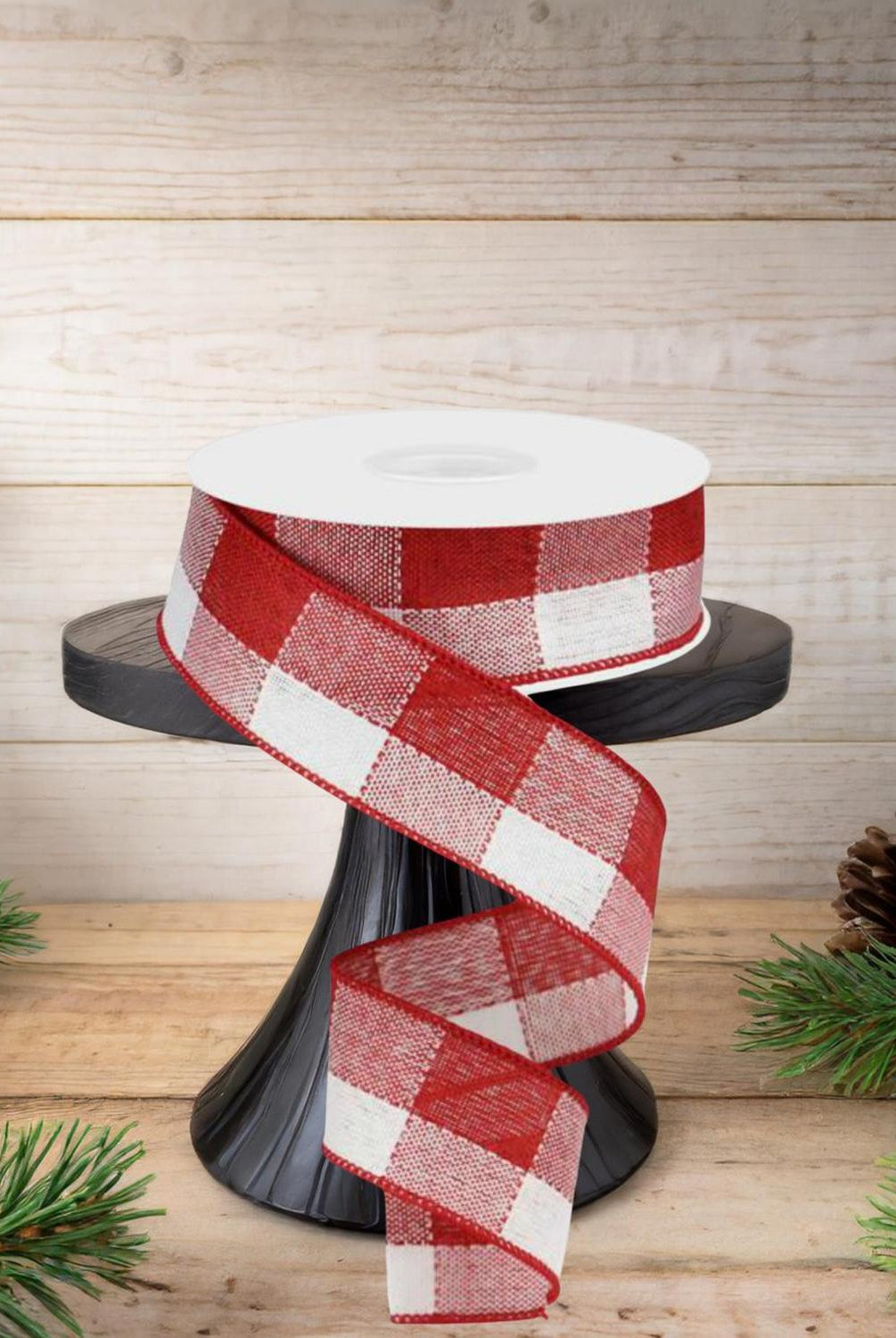 Shop For 1.5" Woven Check Ribbon: Red & White (10 Yards)