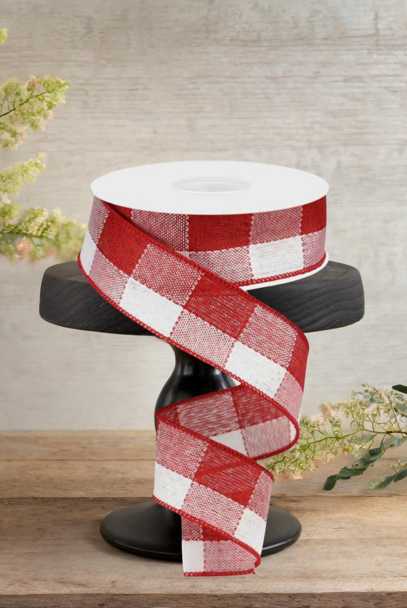 Shop For 1.5" Woven Check Ribbon: Red & White (10 Yards)