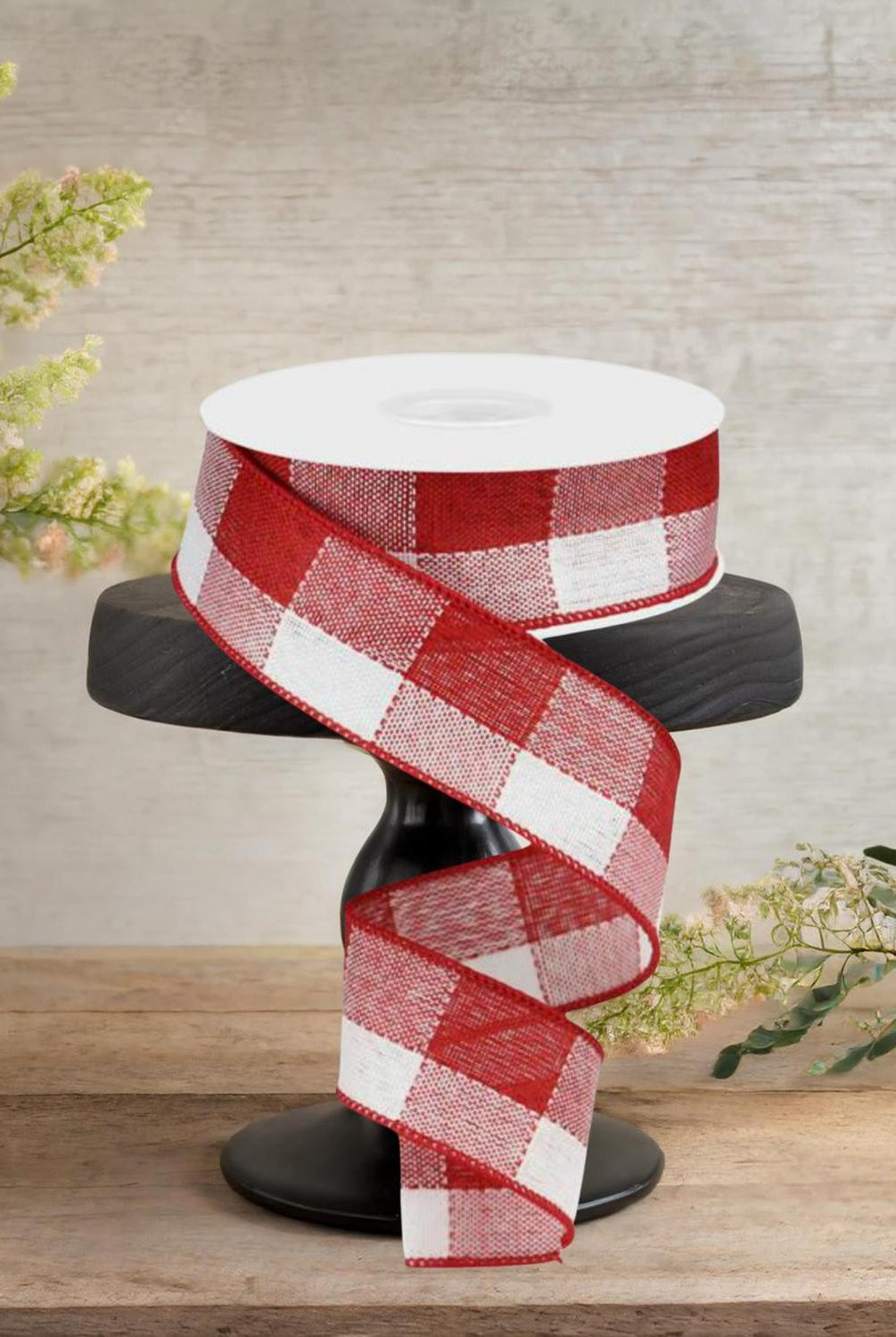 Shop For 1.5" Woven Check Ribbon: Red & White (10 Yards)