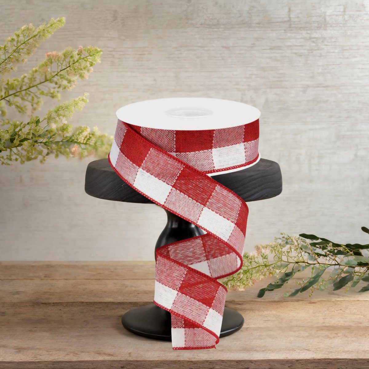 Shop For 1.5" Woven Check Ribbon: Red & White (10 Yards)