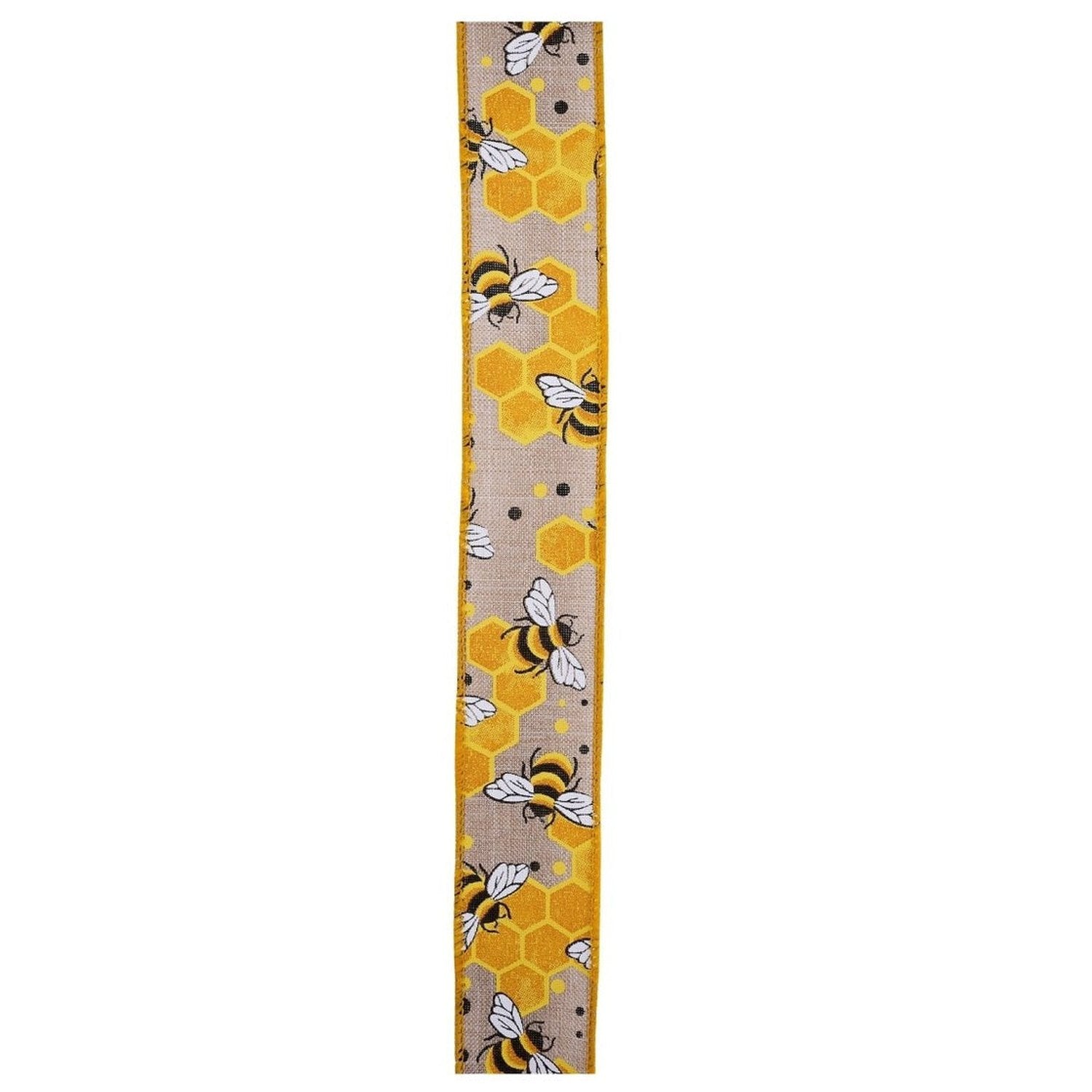 Shop For 1.5in Bumblebees Honeycomb Ribbon: Natural (10 Yards)