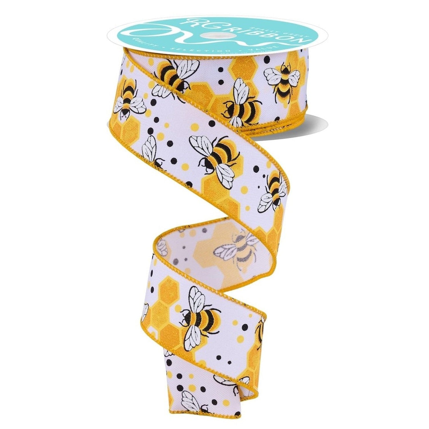 Shop For 1.5in Bumblebees Honeycomb Ribbon: White (10 Yards)