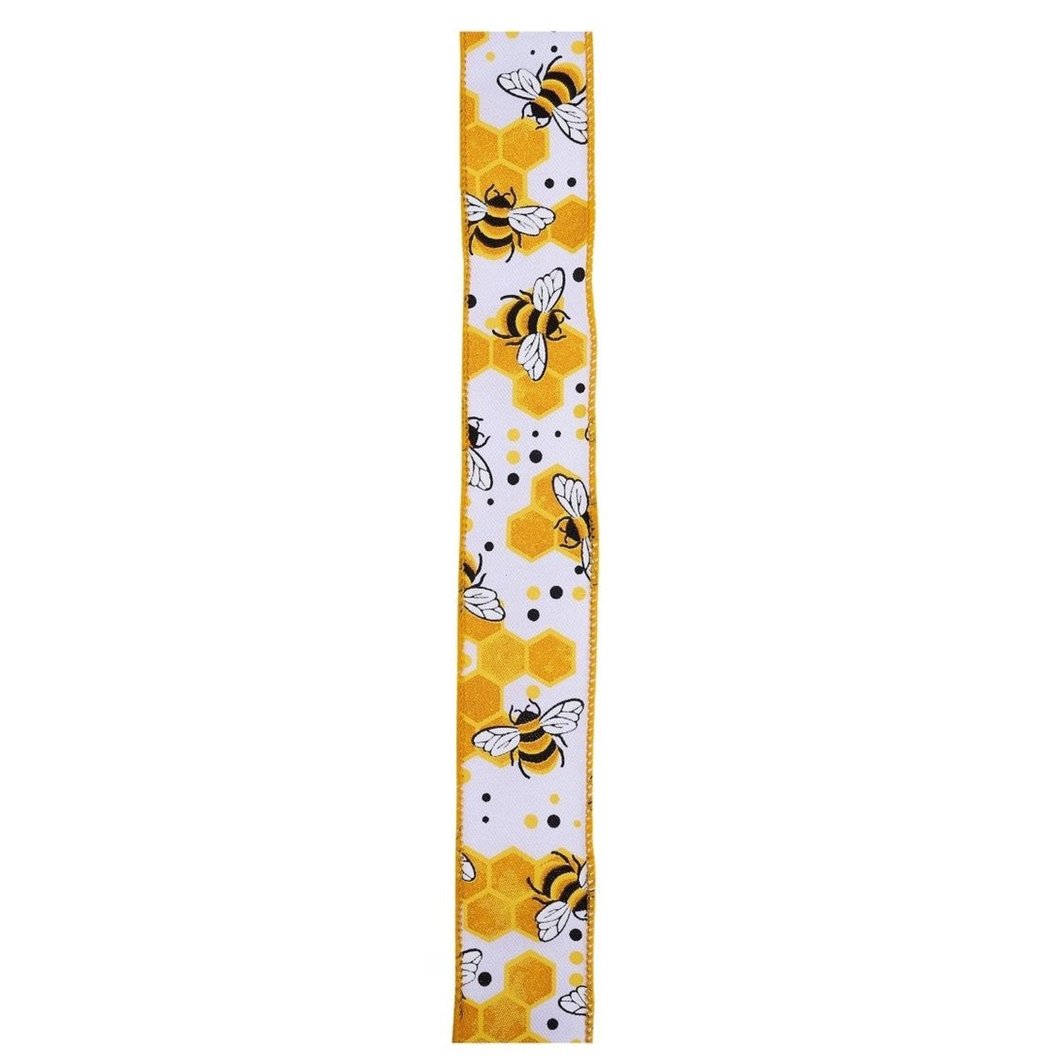 Shop For 1.5in Bumblebees Honeycomb Ribbon: White (10 Yards)