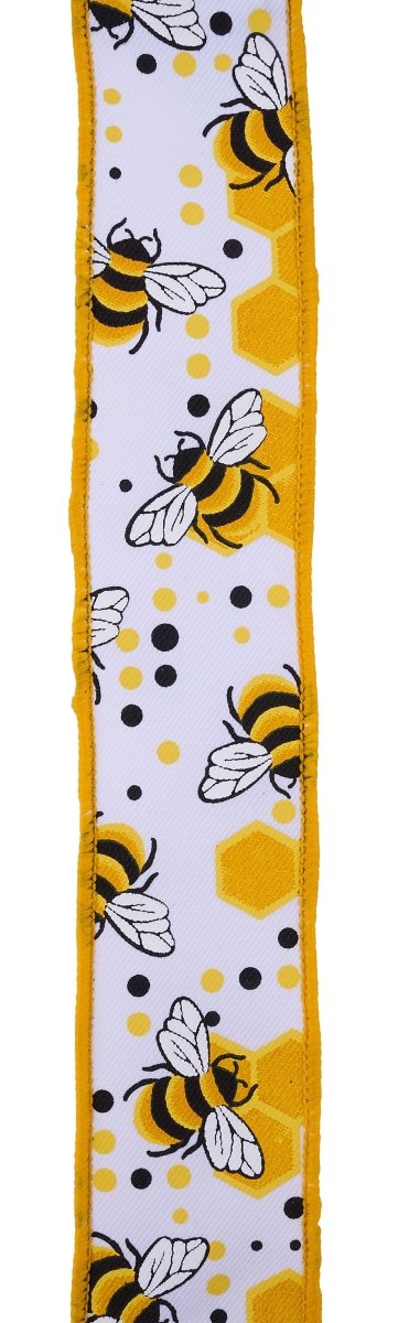 Shop For 1.5in Bumblebees Honeycomb Ribbon: White (10 Yards)