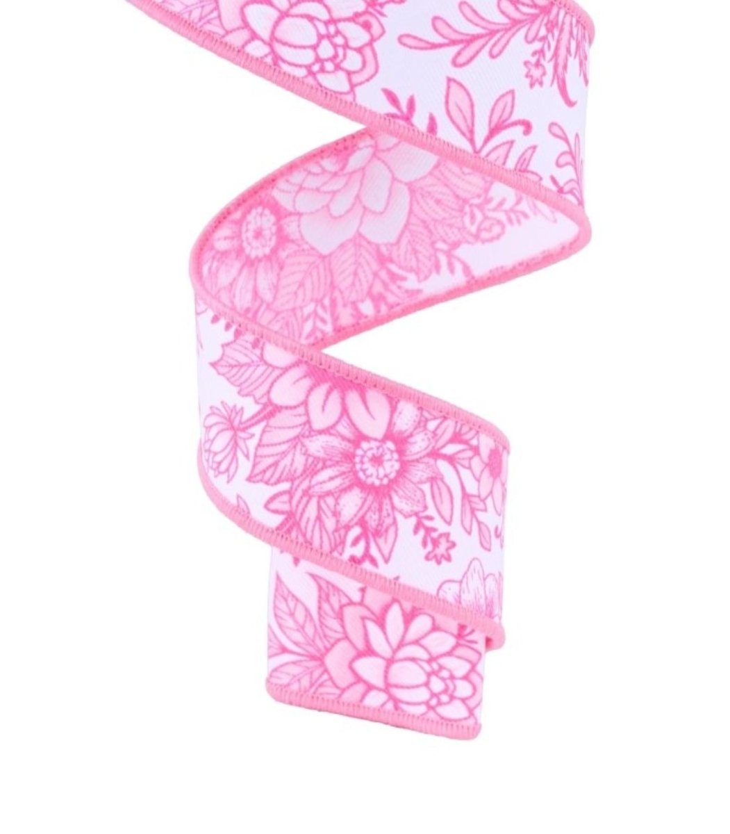 Shop For 1.5in Chinoiserie Floral Ribbon: Pink (10 Yards)