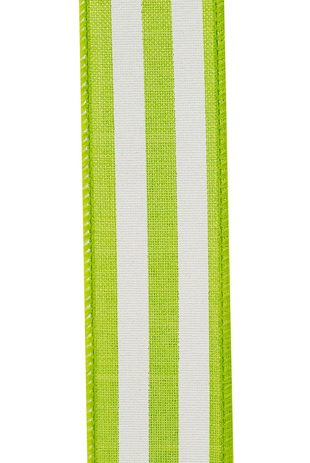 Shop For 1.5in Continuous Striped Linen Ribbon: Green/White (10 Yards)