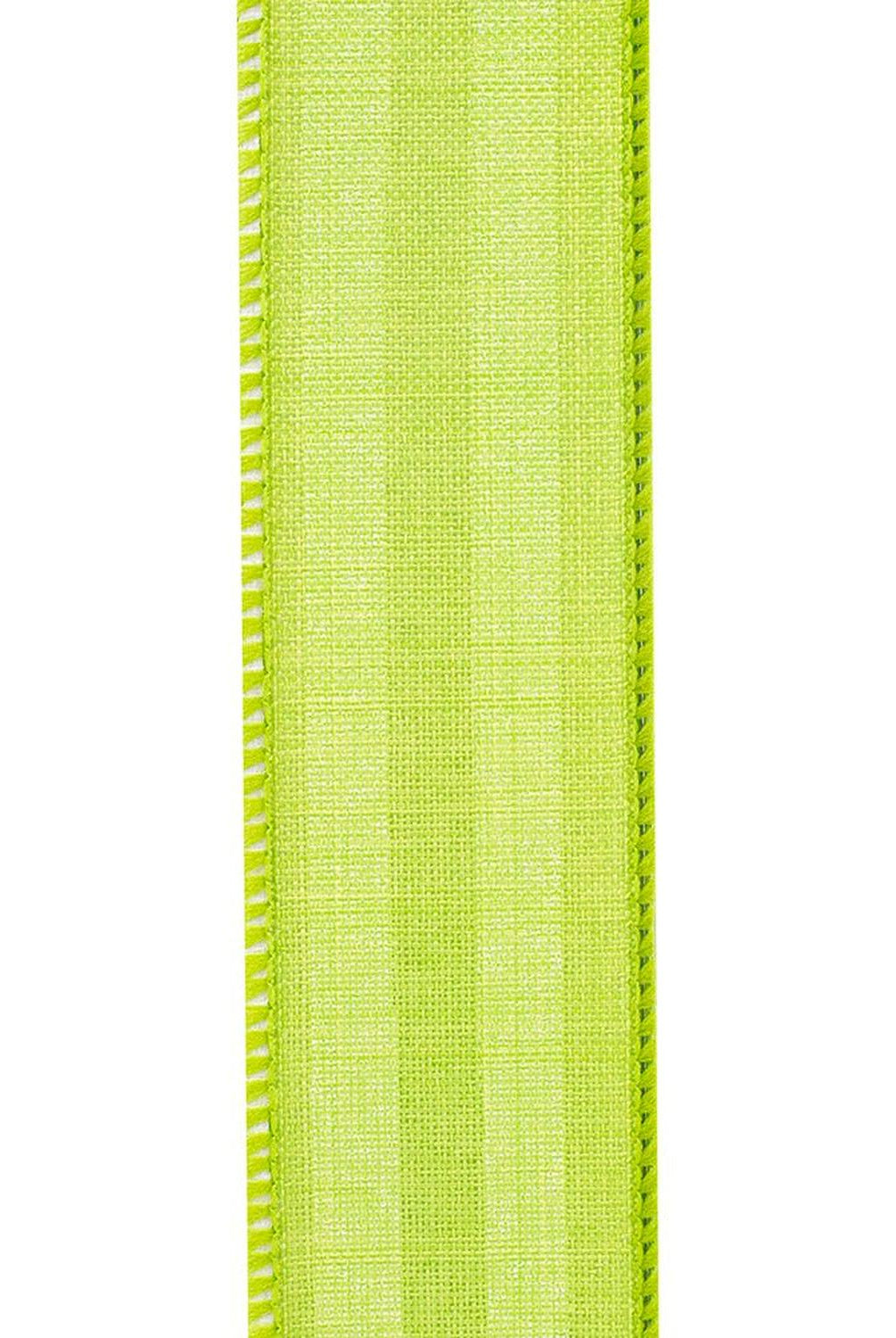 Shop For 1.5in Continuous Striped Linen Ribbon: Green/White (10 Yards)