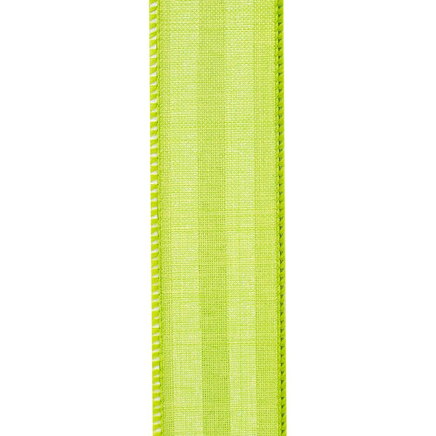 Shop For 1.5in Continuous Striped Linen Ribbon: Green/White (10 Yards)