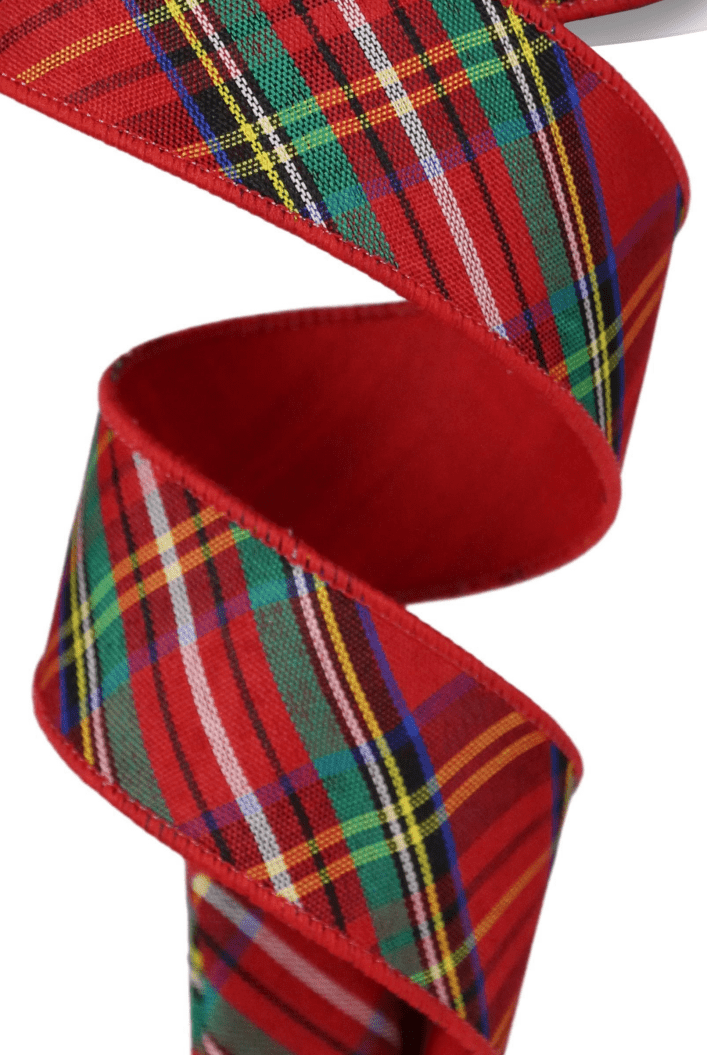 Shop For 1.5in Diagonal Plaid Fused Ribbon: Red (10 Yards)
