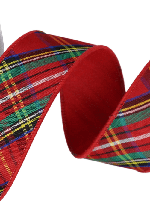 Shop For 1.5in Diagonal Plaid Fused Ribbon: Red (10 Yards)