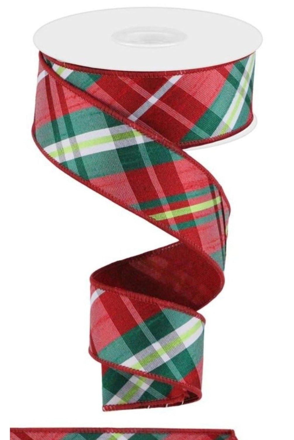 1.5in Diagonal Plaid Royal Ribbon: Red (10 Yards)