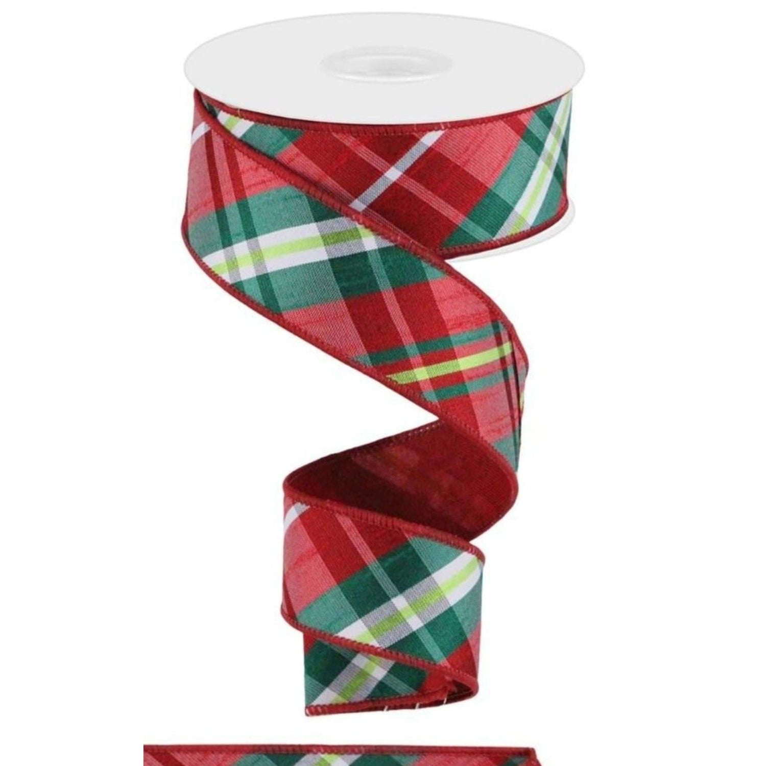 1.5in Diagonal Plaid Royal Ribbon: Red (10 Yards)