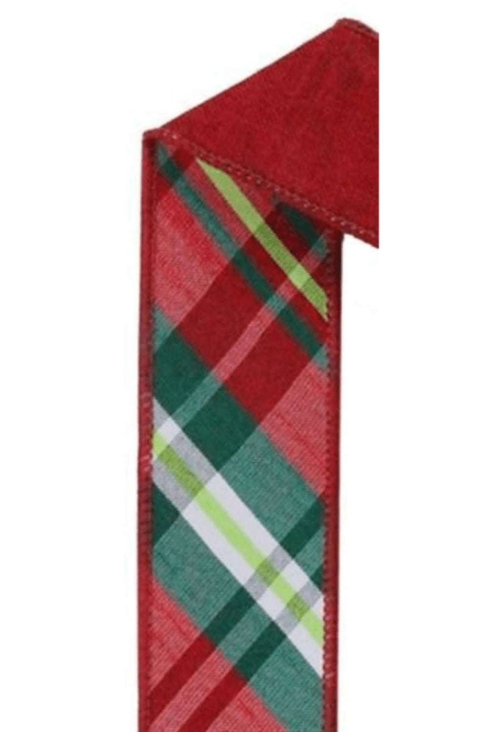 1.5in Diagonal Plaid Royal Ribbon: Red (10 Yards)
