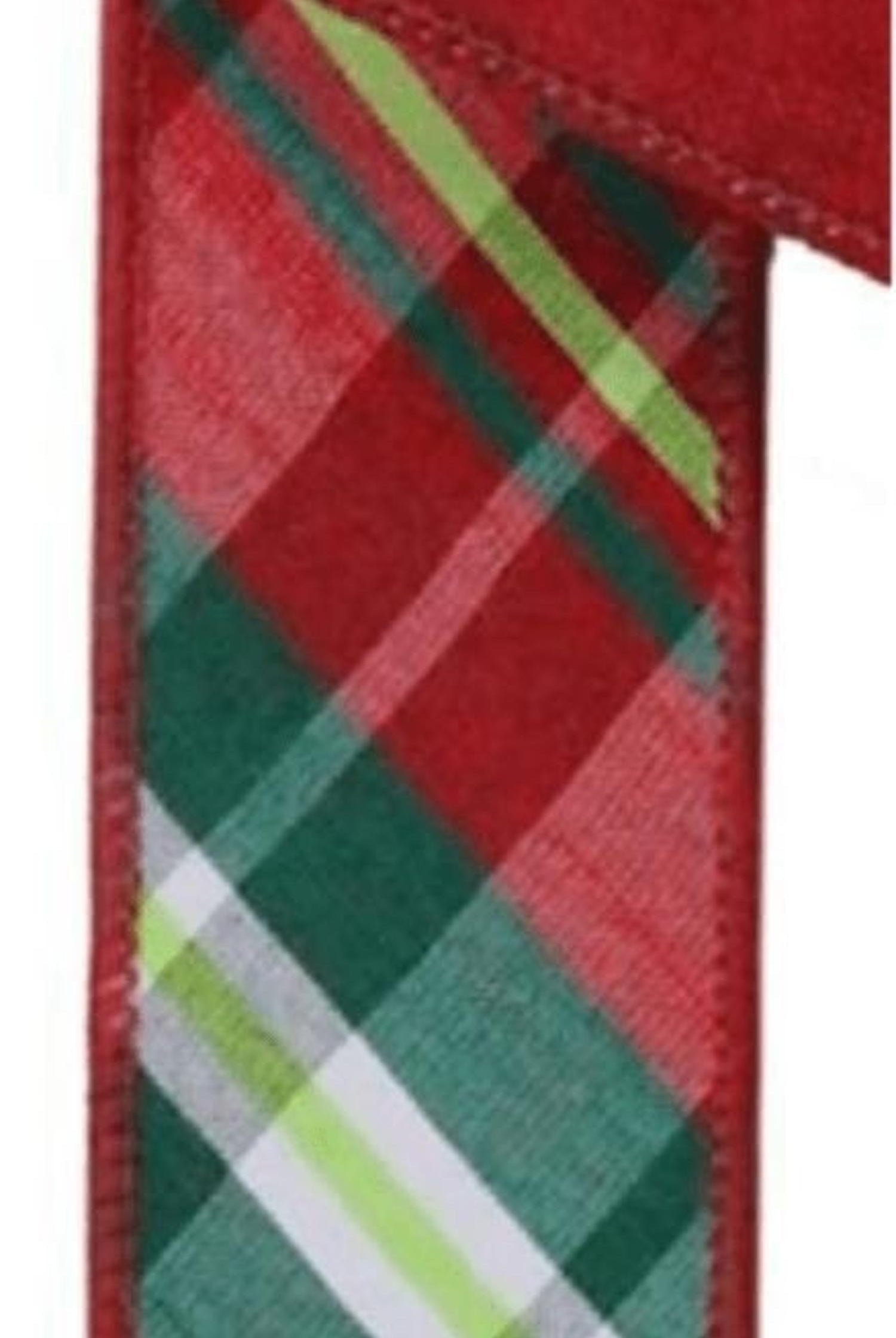 1.5in Diagonal Plaid Royal Ribbon: Red (10 Yards)