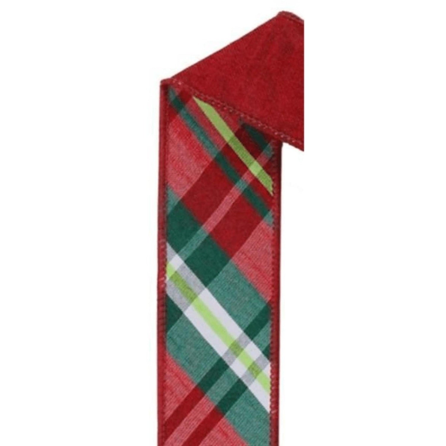 1.5in Diagonal Plaid Royal Ribbon: Red (10 Yards)