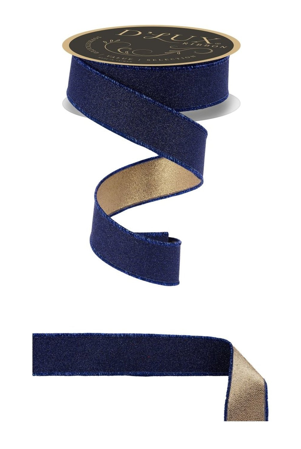 Shop For 1.5in Fine Glitter Fused Ribbon: Smoke Navy Blue & Gold (10 Yards)