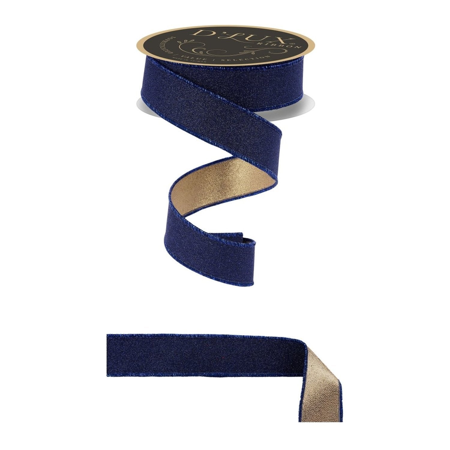 Shop For 1.5in Fine Glitter Fused Ribbon: Smoke Navy Blue & Gold (10 Yards)