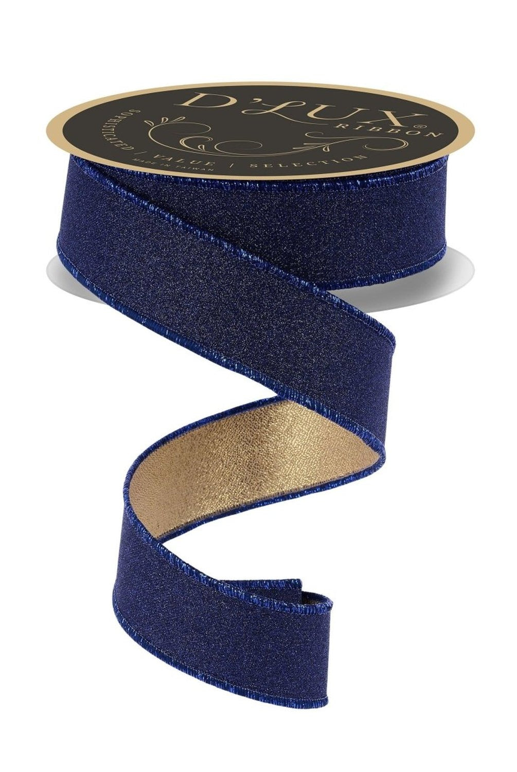 Shop For 1.5in Fine Glitter Fused Ribbon: Smoke Navy Blue & Gold (10 Yards)