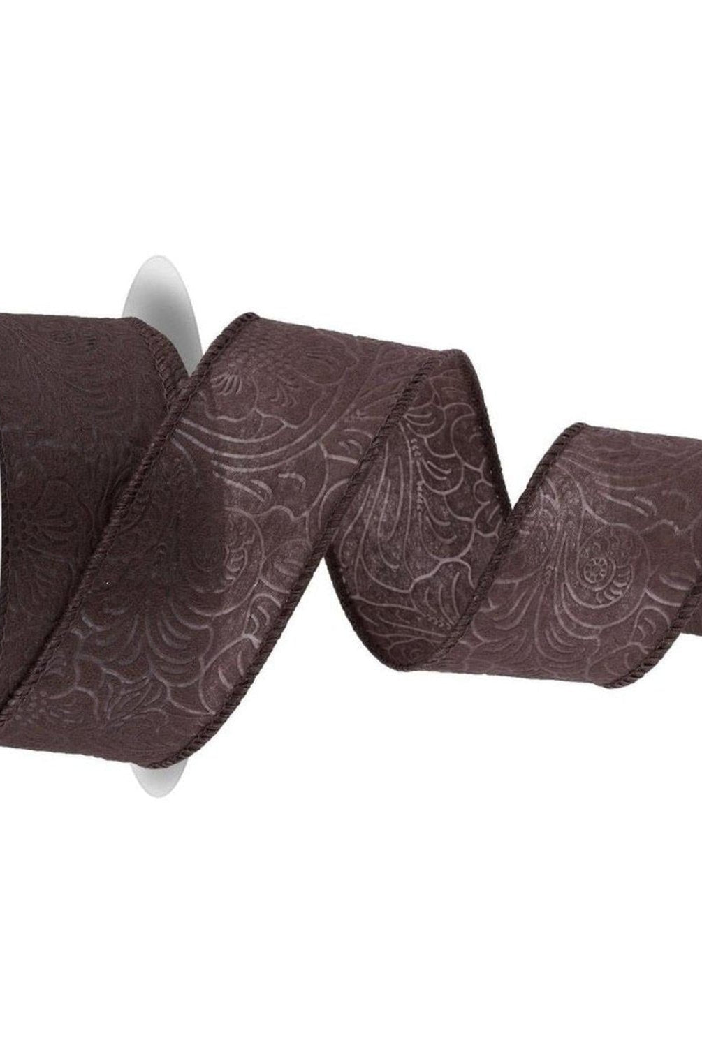 Shop For 1.5in Flower Embossed Ribbon: Brown (10 Yards)
