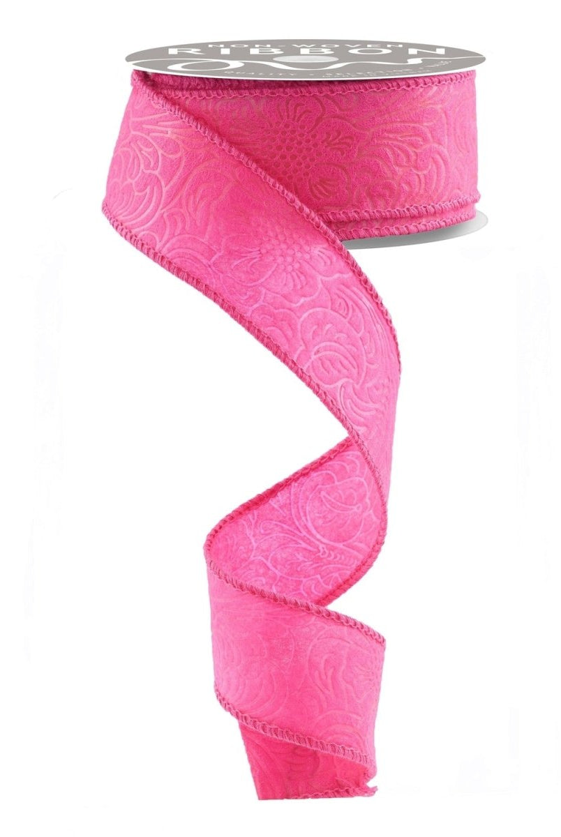Shop For 1.5in Flower Embossed Ribbon: Hot Pink (10 Yards)
